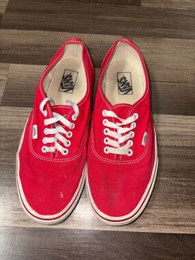 Vans Red Low-Top Canvas Sneakers with White Accents